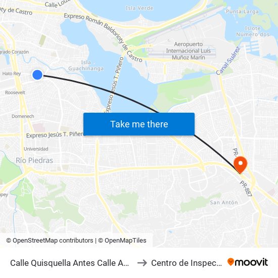 Calle Quisquella Antes Calle America to Centro de Inspección map