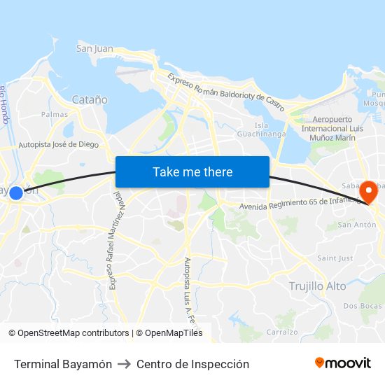 Terminal Bayamón to Centro de Inspección map