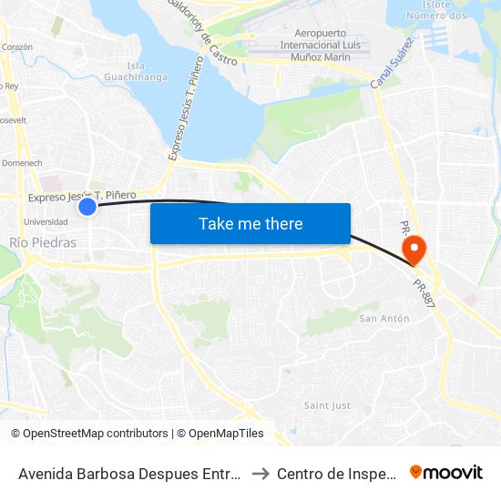 Avenida Barbosa Despues Entrada Upr to Centro de Inspección map