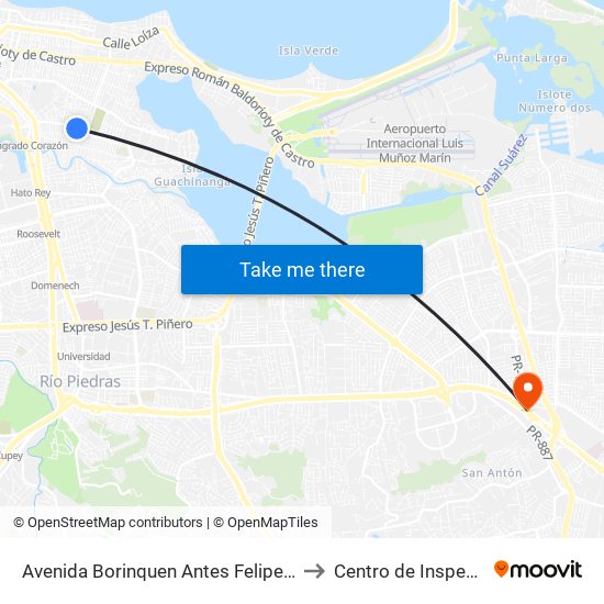 Avenida Borinquen Antes Felipe Goyco to Centro de Inspección map