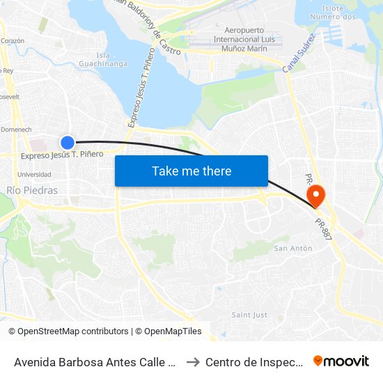 Avenida Barbosa Antes Calle Creuz to Centro de Inspección map
