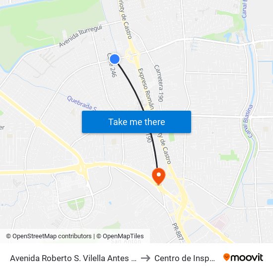 Avenida Roberto S. Vilella Antes Calle 246 to Centro de Inspección map