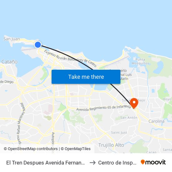 El Tren Despues Avenida Fernandez Juncos to Centro de Inspección map