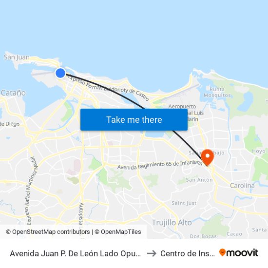 Avenida Juan P. De León Lado Opuesto Calle Olimpo to Centro de Inspección map