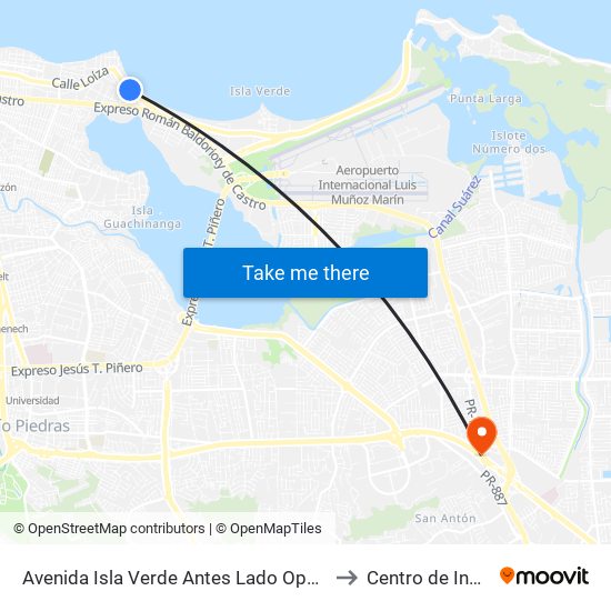 Avenida Isla Verde Antes Lado Opuesto Calle Jupiter to Centro de Inspección map