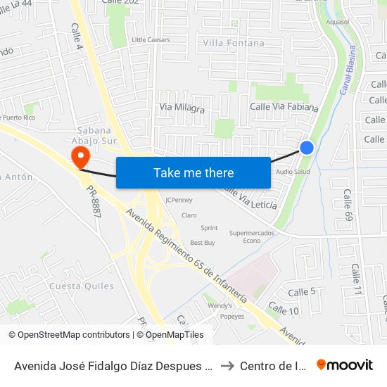 Avenida José Fidalgo Díaz Despues Lado Opuesto Vía Isabel to Centro de Inspección map