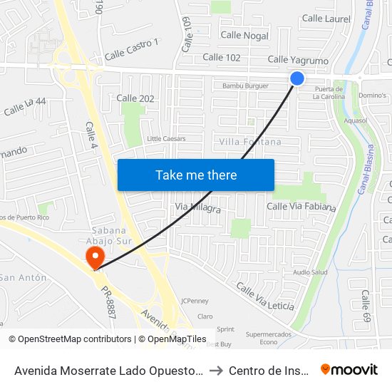 Avenida Moserrate Lado Opuesto La Ferreteria to Centro de Inspección map