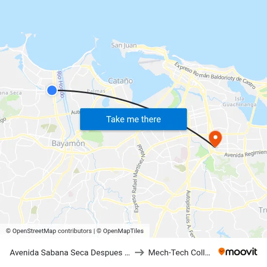 Avenida Sabana Seca Despues Calle Rufino Ramirez Luis to Mech-Tech College Rio Piedras map