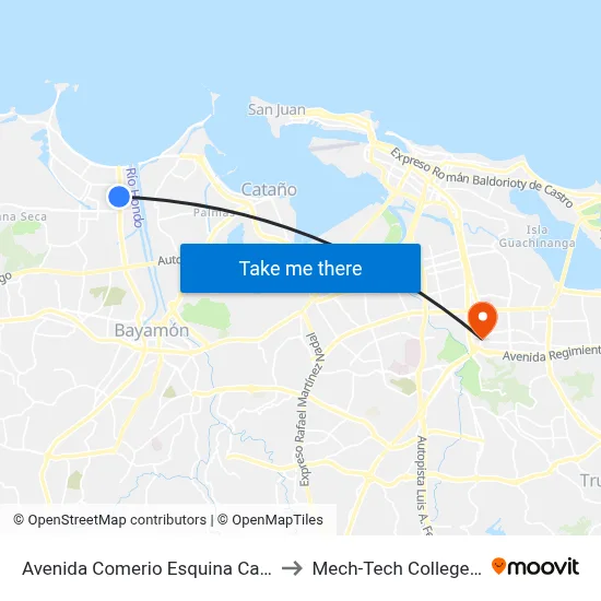Avenida Comerio Esquina Calle Luis M. Rivera to Mech-Tech College Rio Piedras map