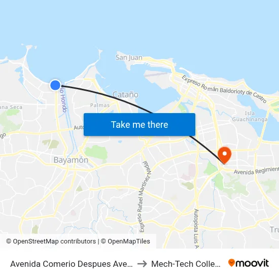 Avenida Comerio Despues Avenida El Caño ( Pr-165) to Mech-Tech College Rio Piedras map
