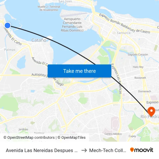 Avenida Las Nereidas Despues Lado Opuesto Calle Laguna to Mech-Tech College Rio Piedras map