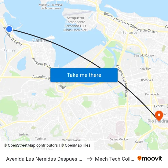 Avenida Las Nereidas Despues Lado Opuesto Calle Maragón to Mech-Tech College Rio Piedras map