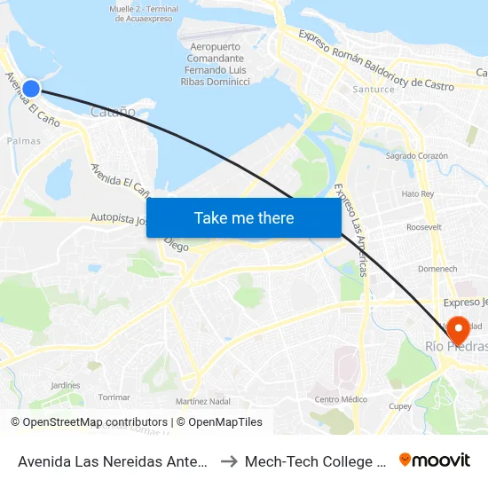 Avenida Las Nereidas Antes Calle Parque to Mech-Tech College Rio Piedras map