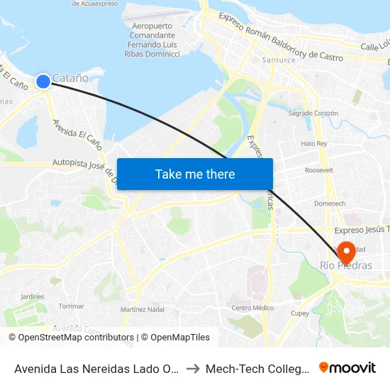 Avenida Las Nereidas Lado Opuesto Calle Olivio to Mech-Tech College Rio Piedras map