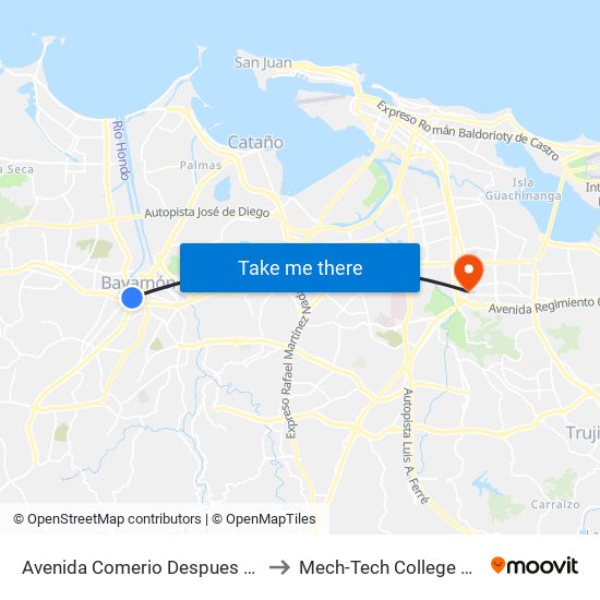 Avenida Comerio Despues Calle M. Rosa to Mech-Tech College Rio Piedras map
