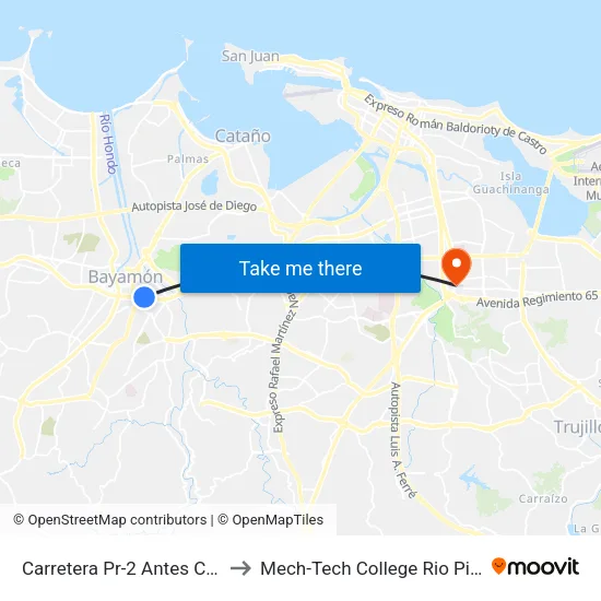 Carretera Pr-2 Antes Calle A to Mech-Tech College Rio Piedras map