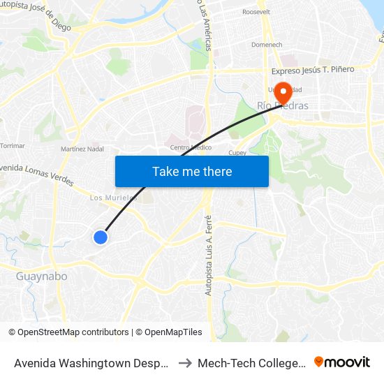 Avenida Washingtown Despues Calle Lincoln to Mech-Tech College Rio Piedras map