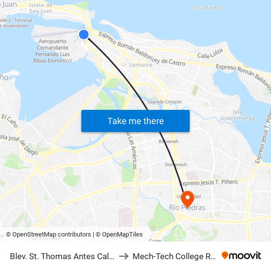 Blev. St. Thomas Antes Calle Limbergh to Mech-Tech College Rio Piedras map