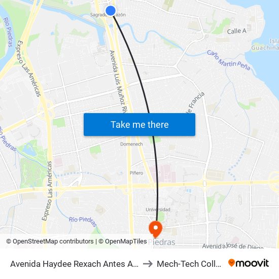Avenida Haydee Rexach Antes Avenida Juan Ponce De Leon to Mech-Tech College Rio Piedras map
