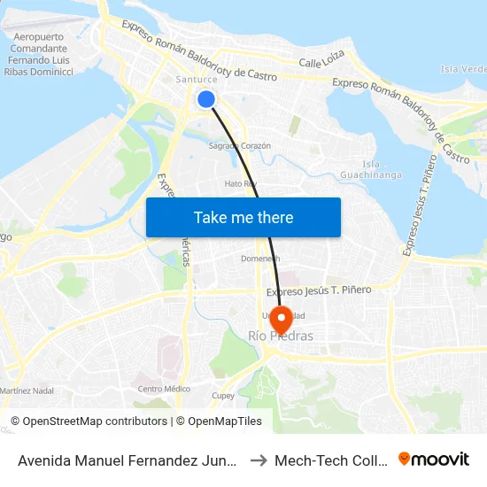 Avenida Manuel Fernandez Juncos Antes Calle Victor Lopez to Mech-Tech College Rio Piedras map