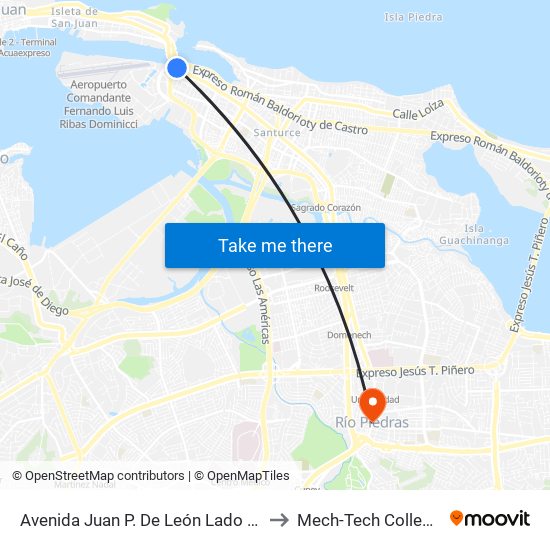 Avenida Juan P. De León Lado Opuesto Calle Olimpo to Mech-Tech College Rio Piedras map