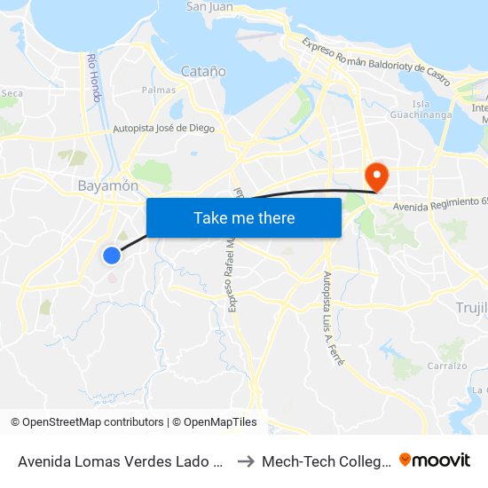 Avenida Lomas Verdes Lado Opuesto Calle Girasol to Mech-Tech College Rio Piedras map