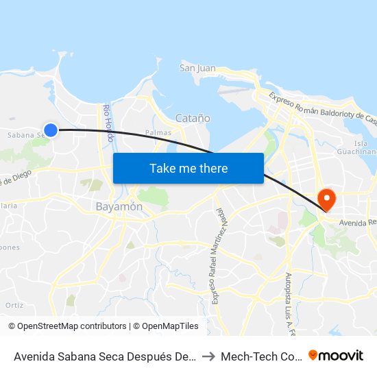 Avenida Sabana Seca Después De Los Apart. Parque De Las Gaviotas to Mech-Tech College Rio Piedras map