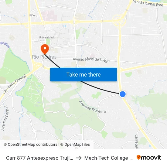 Carr 877 Antesexpreso Trujillo Alto Pr-181 to Mech-Tech College Rio Piedras map