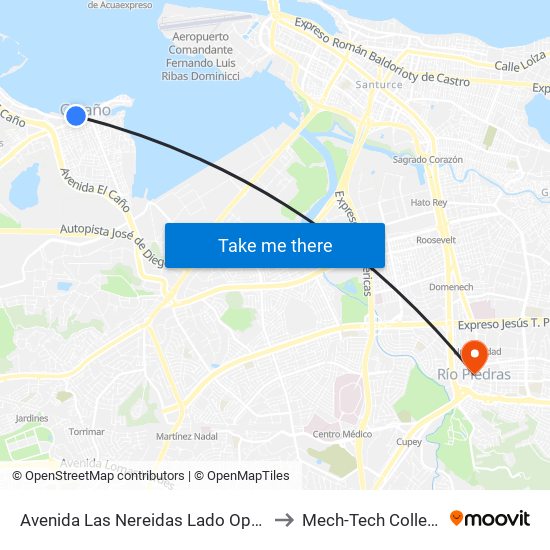 Avenida Las Nereidas Lado Opuesto Calle San Lorenzo to Mech-Tech College Rio Piedras map