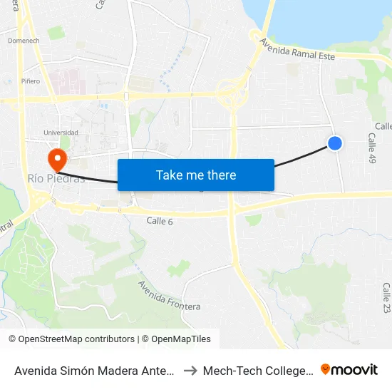 Avenida Simón Madera Antes Calle Granados to Mech-Tech College Rio Piedras map