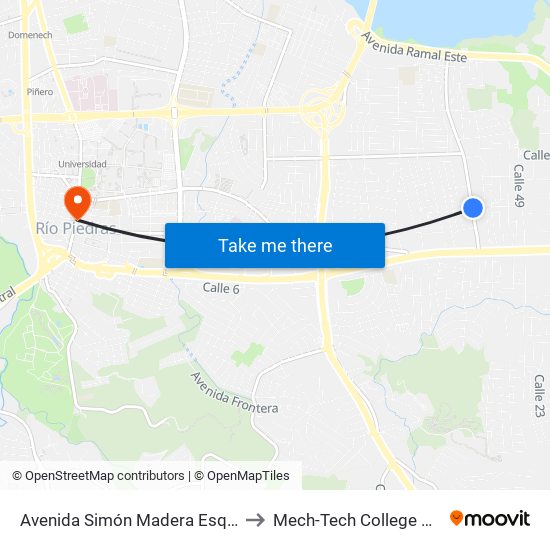 Avenida Simón Madera Esquina Calle 16 to Mech-Tech College Rio Piedras map