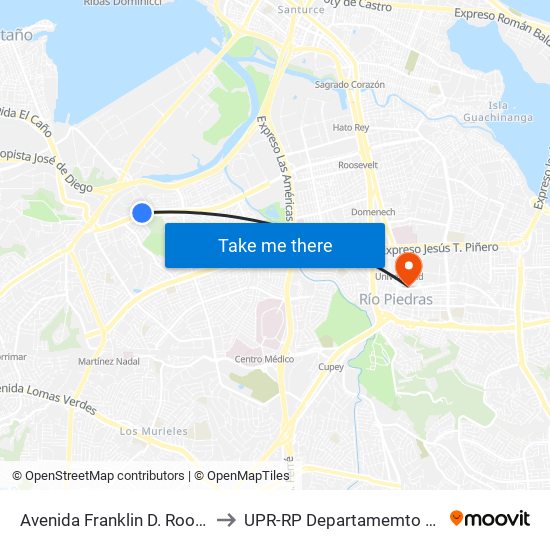 Avenida Franklin D. Roosvelt Frente Edificio Triple S to UPR-RP Departamemto De Mùsica Edif. Agustin Stahl map