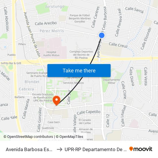 Avenida Barbosa Esquina Calle Mayaguez to UPR-RP Departamemto De Mùsica Edif. Agustin Stahl map