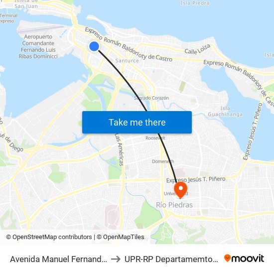 Avenida Manuel Fernandez Juncos Esquina Calle Cerra to UPR-RP Departamemto De Mùsica Edif. Agustin Stahl map