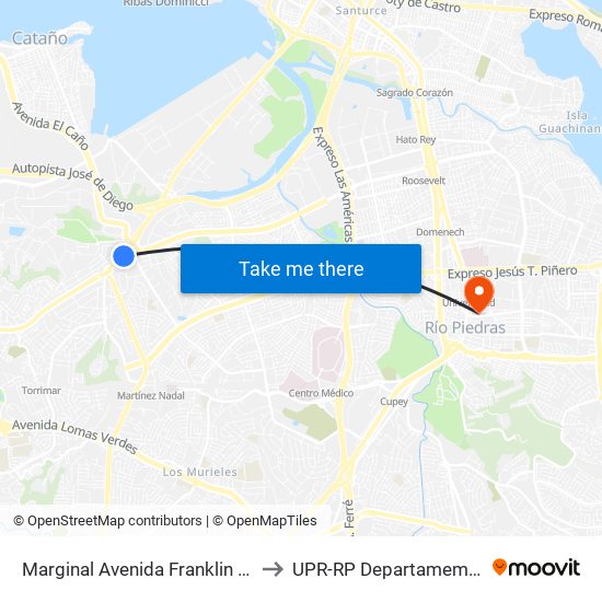 Marginal Avenida Franklin D. Roosvelt Antes Avenida San Patricio to UPR-RP Departamemto De Mùsica Edif. Agustin Stahl map