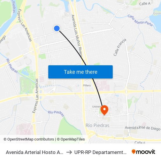 Avenida Arterial Hosto Antes Avenida Carlos F. Chardonc to UPR-RP Departamemto De Mùsica Edif. Agustin Stahl map