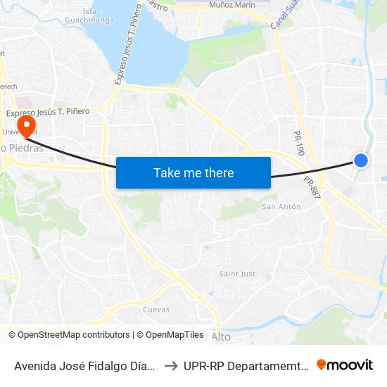 Avenida José Fidalgo Díaz Despues Lado Opuesto Vía Isabel to UPR-RP Departamemto De Mùsica Edif. Agustin Stahl map