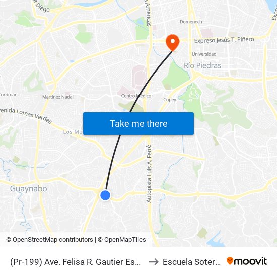 (Pr-199) Ave. Felisa R. Gautier Esquina Avenida Caimito to Escuela Sotero Figueroa map