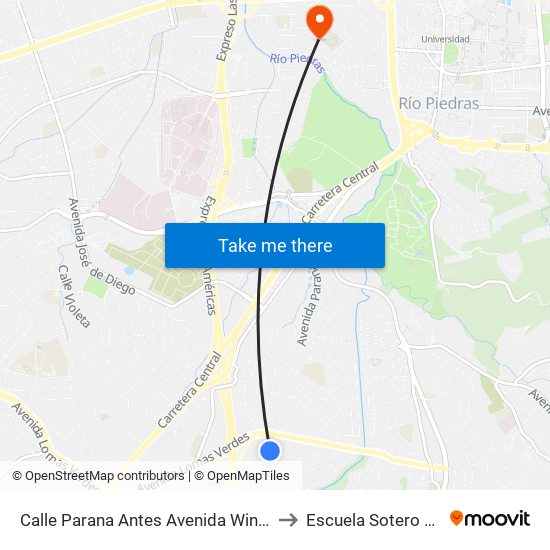 Calle Parana Antes Avenida Winston Churchill to Escuela Sotero Figueroa map