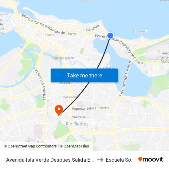 Avenida Isla Verde Despues Salida Expreso Ramón Baldorioty De Castro to Escuela Sotero Figueroa map