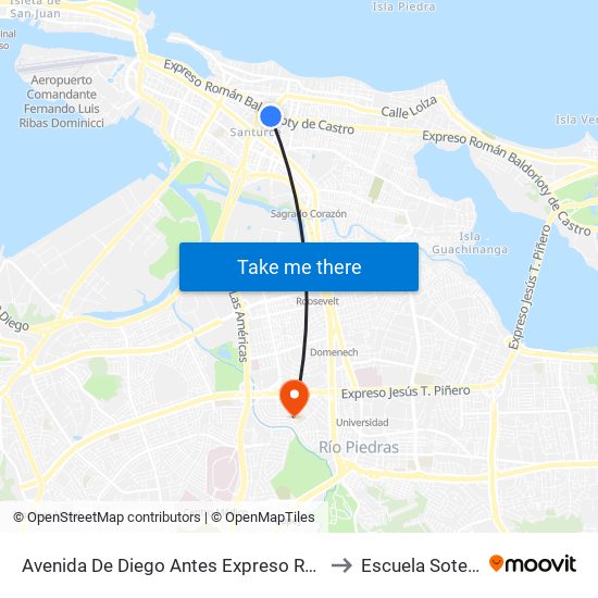 Avenida De Diego Antes Expreso Ramón Baldorioty De Castro to Escuela Sotero Figueroa map
