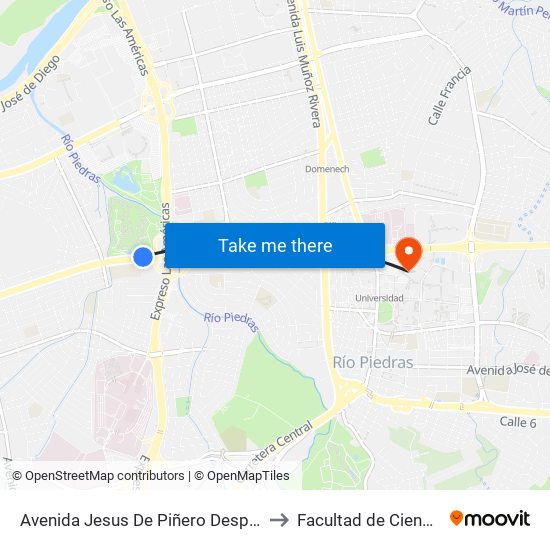 Avenida Jesus De Piñero Despues Salida Expreso Las América to Facultad de Ciencias Sociales UPRRP map