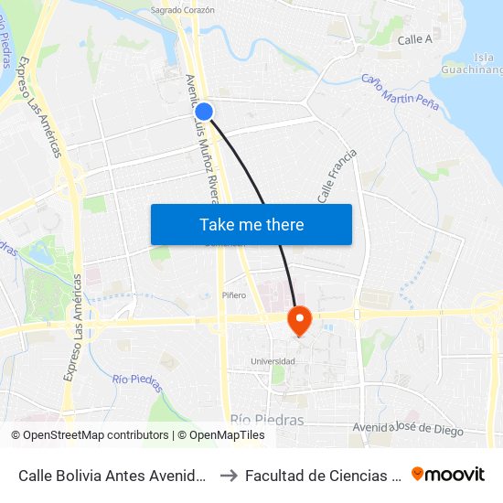 Calle Bolivia Antes  Avenida Luis Muñoz Rivera to Facultad de Ciencias Sociales UPRRP map