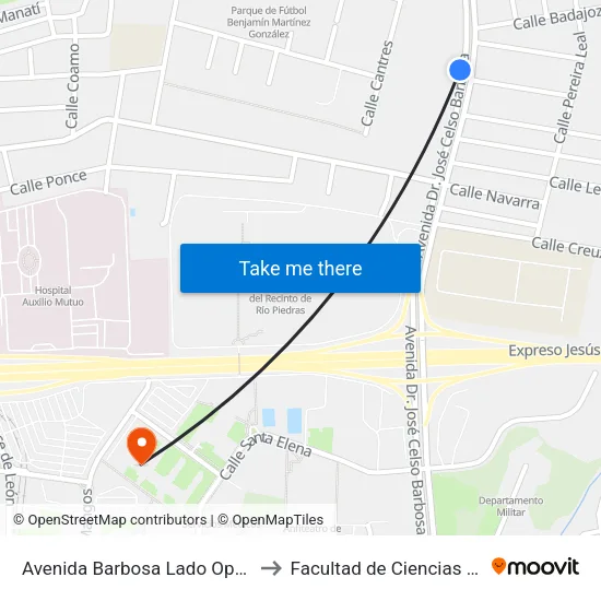 Avenida Barbosa Lado Opuesto Calle Gerona to Facultad de Ciencias Sociales UPRRP map