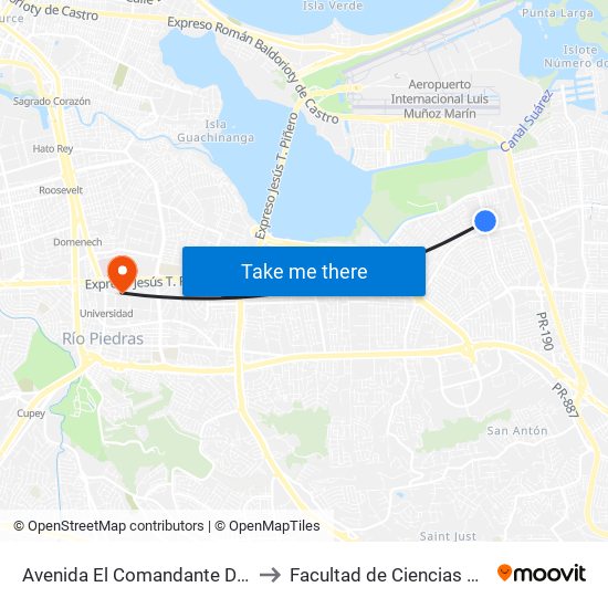 Avenida El Comandante Despues Calle 538 to Facultad de Ciencias Sociales UPRRP map