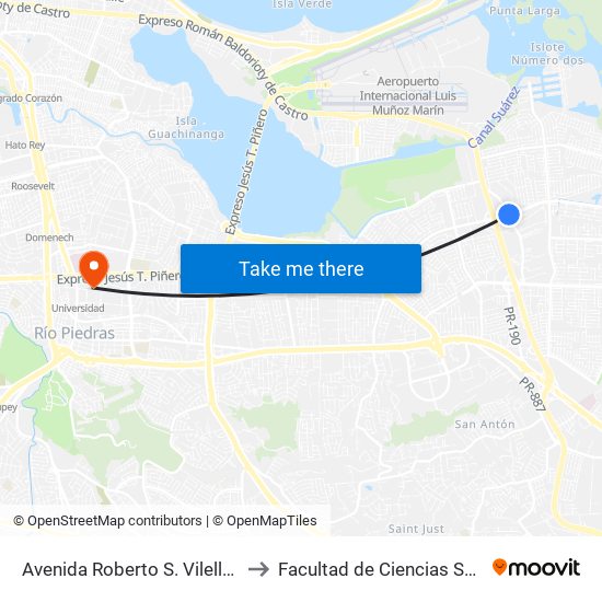 Avenida Roberto S. Vilella Antes Pr-190 to Facultad de Ciencias Sociales UPRRP map
