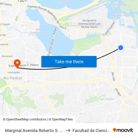 Marginal Avenida Roberto S. Vilella Despues Calle Galicia to Facultad de Ciencias Sociales UPRRP map