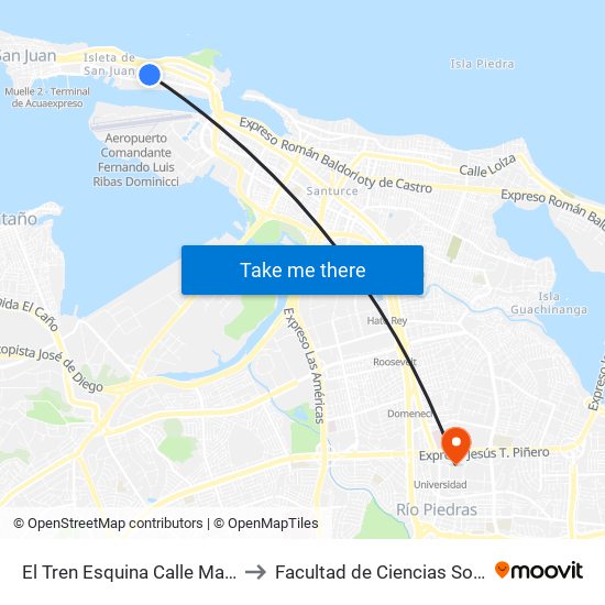 El Tren Esquina Calle Matias Ledesma to Facultad de Ciencias Sociales UPRRP map