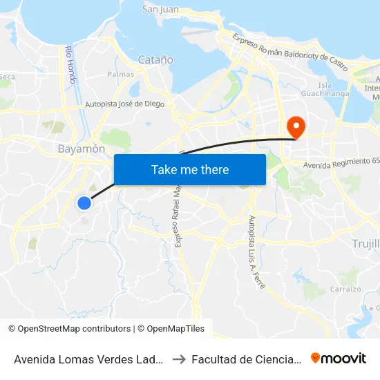 Avenida Lomas Verdes Lado Opuesto Calle Girasol to Facultad de Ciencias Sociales UPRRP map