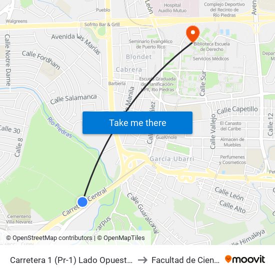 Carretera 1 (Pr-1) Lado Opuesto Avenida Ponce De León (Pr-8839) to Facultad de Ciencias Sociales UPRRP map